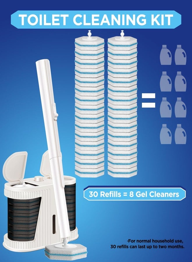 Nitecandy Disposable Toilet Brush with 30PCS Refills, Toilet Bowl Cleaning System for Bathroom and Toilet, Clean Brush Starter Kit with 1 Brush Handle, 1 Auto-Open Storage Box and 30 Brush Refills - Image 5