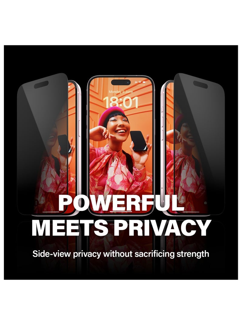 PanzerGlass™ Privacy Screen Protector for iPhone 15 - Ultra-Wide Fit and scratch-resistant tempered glass iPhone screen and privacy protector - with mounting aid for easy installation - Image 3