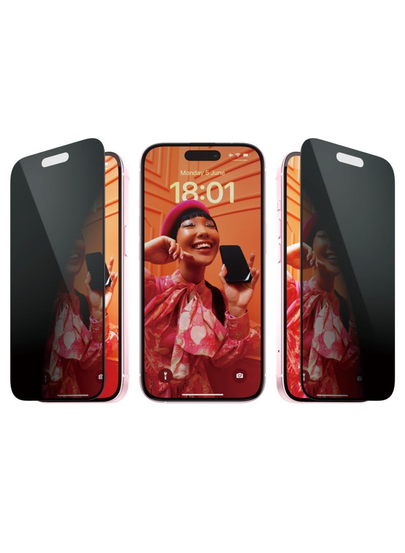 PanzerGlass™ Privacy Screen Protector for iPhone 15 - Ultra-Wide Fit and scratch-resistant tempered glass iPhone screen and privacy protector - with mounting aid for easy installation - Image 2