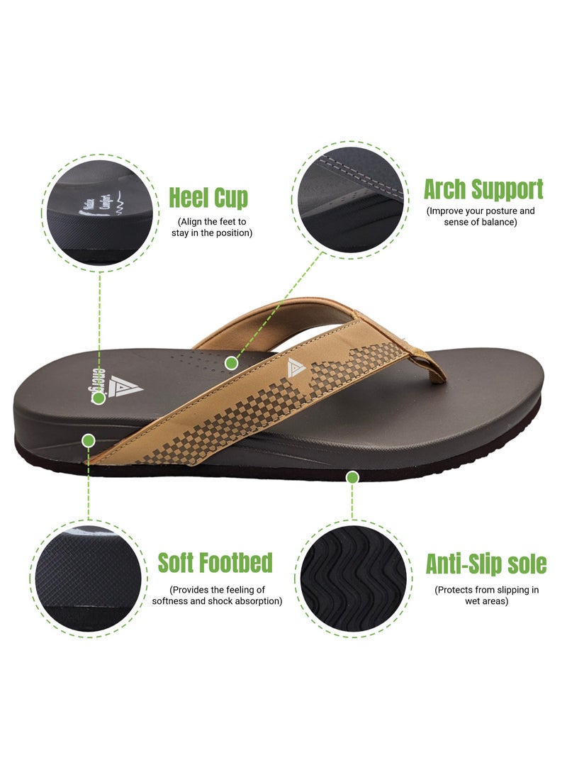 Native Comfort - Flip Flops for Men - Comfortable and Light Weight Slippers -PU Leather Sandals for Indoor/Outdoor/Beach- - Image 1