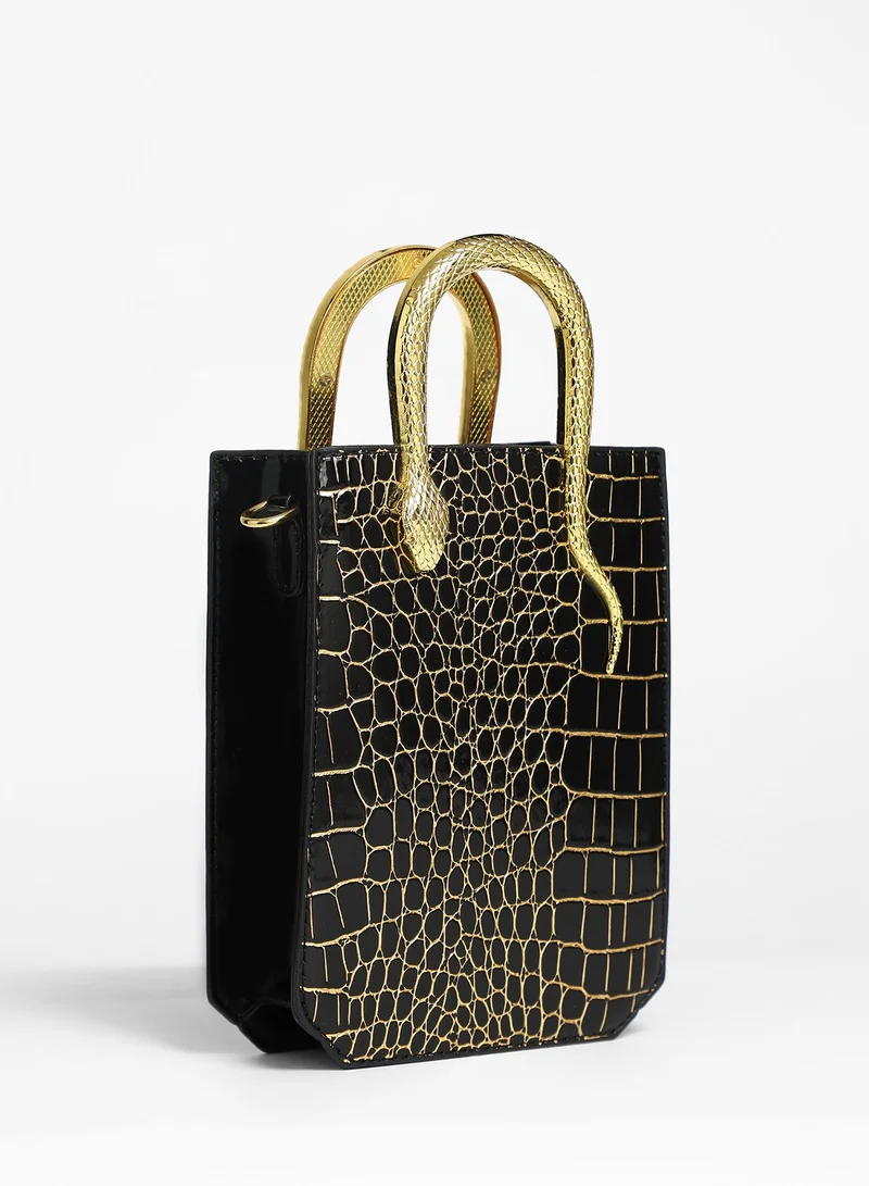 Haute Sauce Women's Serpant Hand Bag - Midnight Black