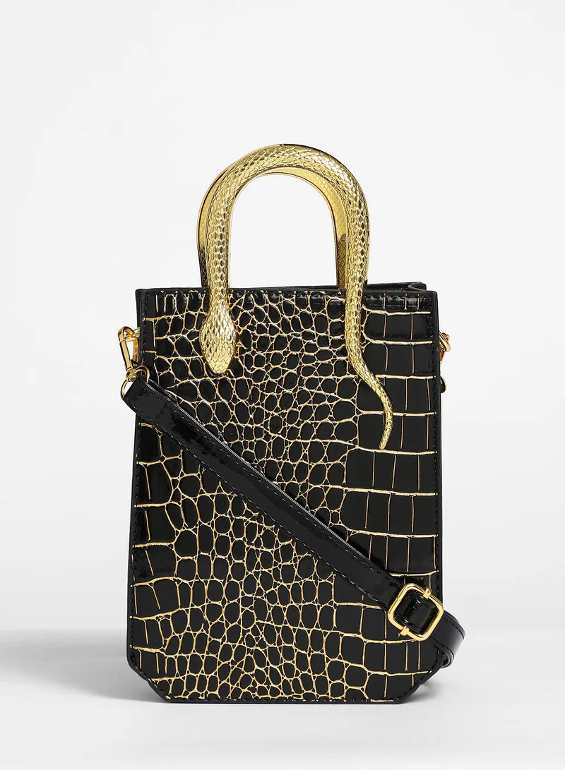 Haute Sauce Women's Serpant Hand Bag - Midnight Black