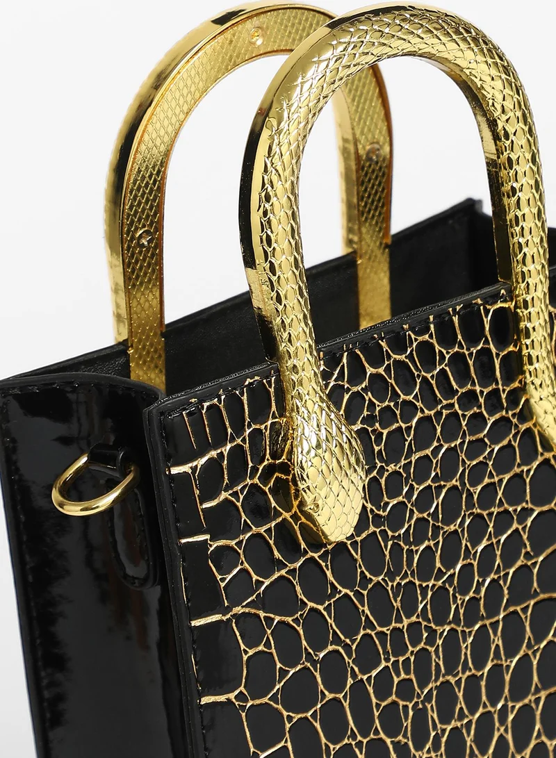Haute Sauce Women's Serpant Hand Bag - Midnight Black