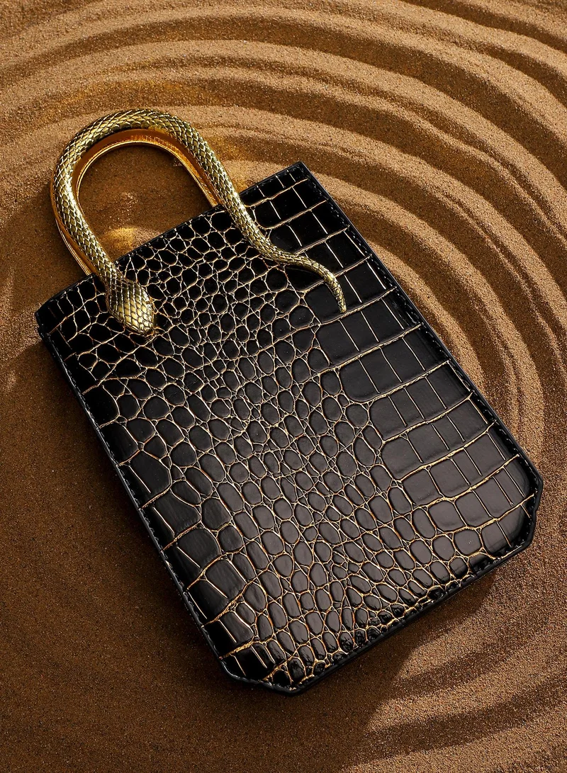 Haute Sauce Women's Serpant Hand Bag - Midnight Black