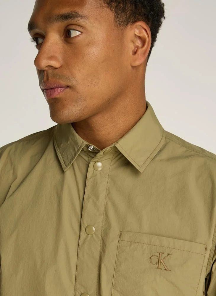 CALVIN KLEIN Logo Print Button Down  Reguler Fit Shirt