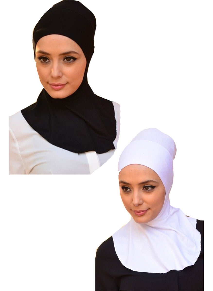 Belifanti Collection - طقم من 2 قبعة رقبة مصنوعة من قطن مشطوف للنساء باللونين الأسود والأبيض - Image 1