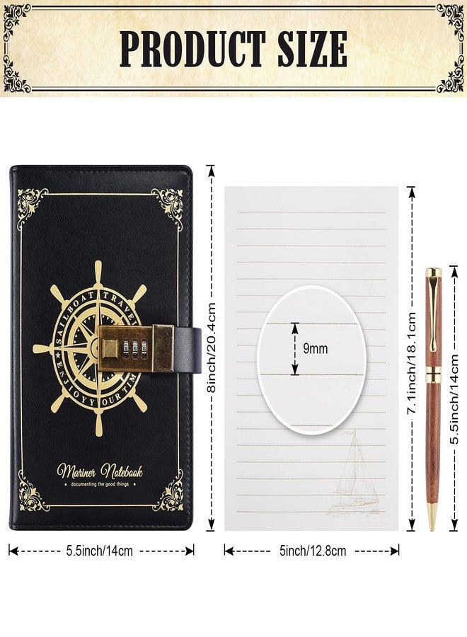 Asten Lock Diary Leather Locking Journal With Pen,Vintage Writing Notebook Refillable Combination Locked Journal Planner Agenda Personal Diary,Gift For Women Girls Boys Adult(Black) - Image 2