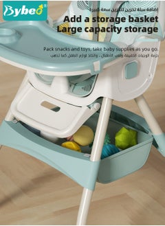 Bybeo Baby High Chair for Toddlers, Foldable Children Highchairs, Kids Dining Chair, Infant Feeding Booster Seat, Babies Rocker with Footrest, Backrest, 4 Wheels and Removable Tray  - Image 4