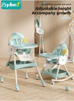 Bybeo Baby High Chair for Toddlers, Foldable Children Highchairs, Kids Dining Chair, Infant Feeding Booster Seat, Babies Rocker with Footrest, Backrest, 4 Wheels and Removable Tray  - Image 5