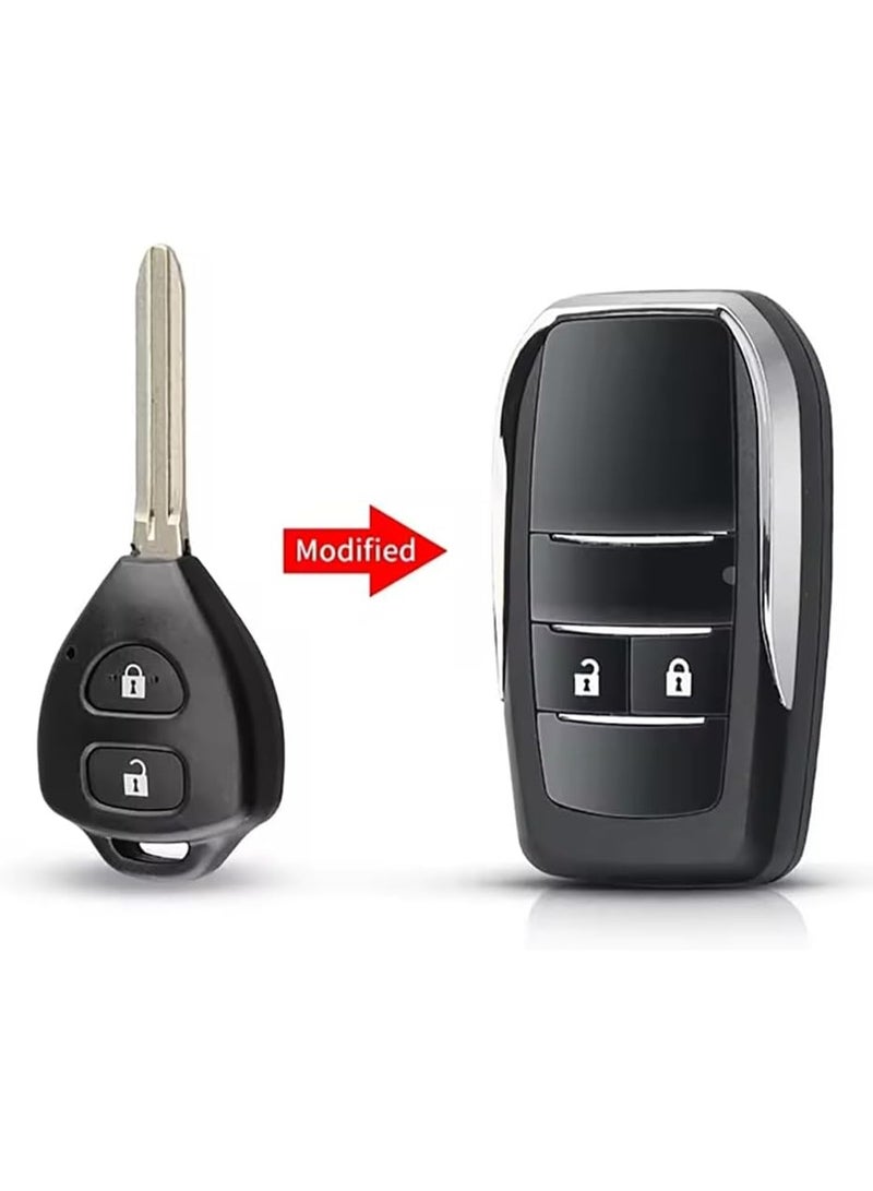 Arooma 2 Buttons Modified Flip Replacement Remote Key Shell Fob Case for Toyota 2004-2017 Hilux RAV4 Corolla Camry Yaris Prado Echo Hiace with Uncut Blade - Image 2