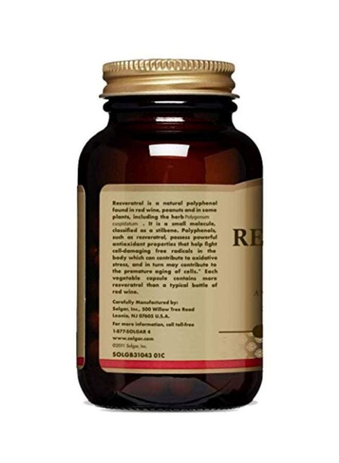 Solgar Resveratrol 500 mg Dietary Supplement- 30 Vegetables Capsules - Image 3