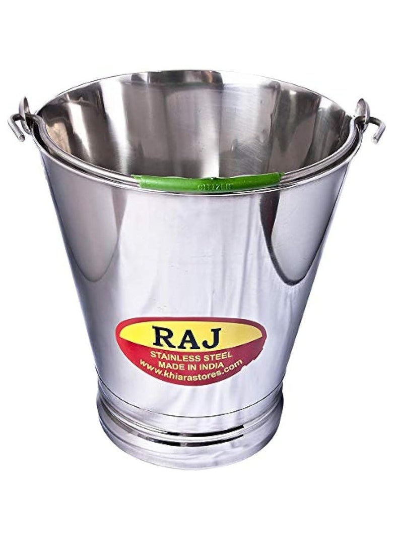 RAJ Raj Steel Bucket SB0004, Water Bucket  Storage Container , Bathroom Accessories- 9Liter  - Image 1