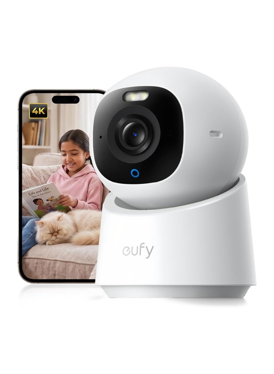 eufy Security Indoor Cam E30 4K UHD Indoor Security Camera, Latest Generation, Dog/Baby/Pet Camera, Colour Night Vision, Human/Pet Auto Tracking, 360° Surveillance, Works with Homekit