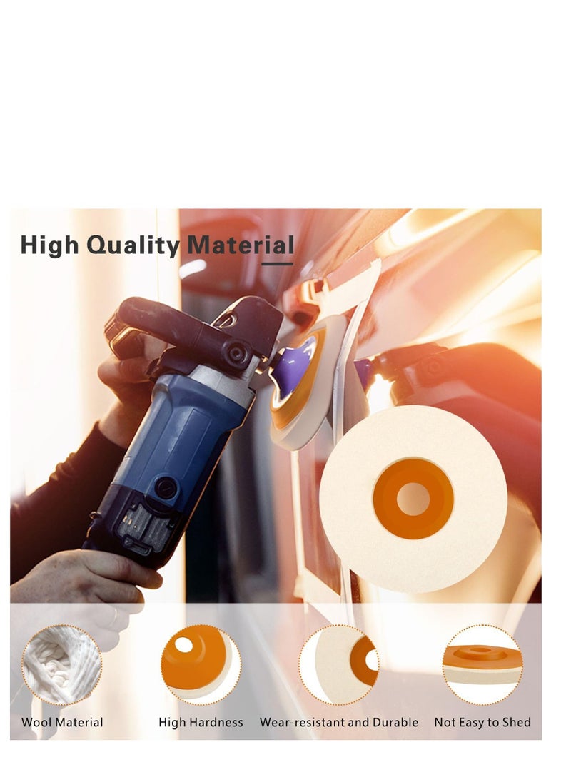 Excefore Polishing Buffering Wheels Assorted Set, 4 Pce Wool Polishing Attachment Angle Grinder, Polishing Discs for Drill, for Drilling Machine, Polishing Vehicle Surfaces and Walls  - Image 3
