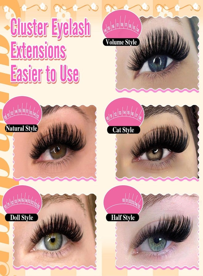 calphdiar Lashes Clusters 60D+80D Thick Eyelash Clusters 480PCS Wispy Lash Clusters Eyelash Extensions Fluff D-curly Individual Lashes 10-18mm DIY Volume Lash Extension at Home - Image 3