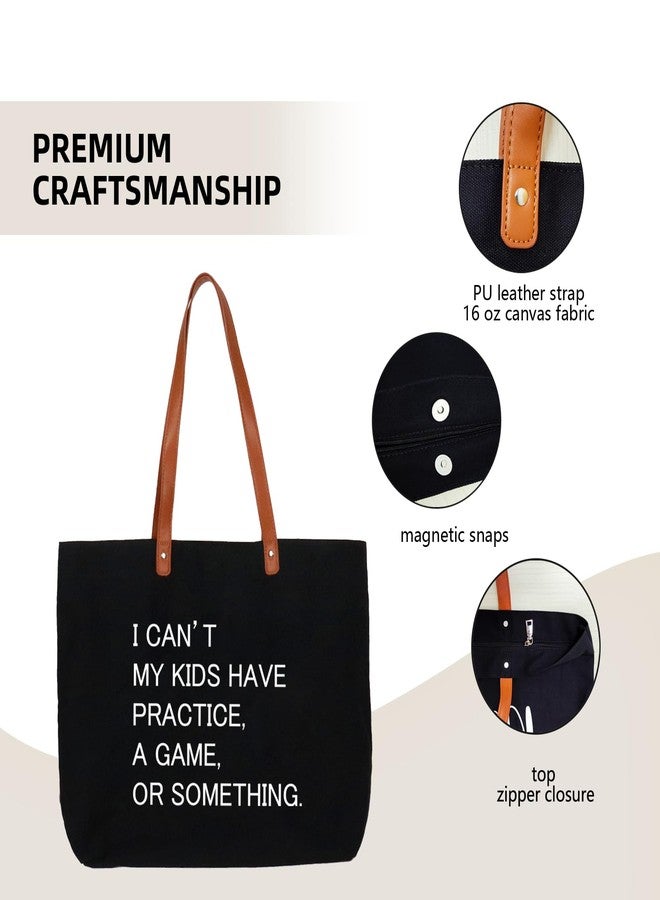 Lamyba I Can't My Kids Have Practice A Game or Something Tote Bag,Sports mom,Soccer Mom Bag with Zipper,Black - Image 4