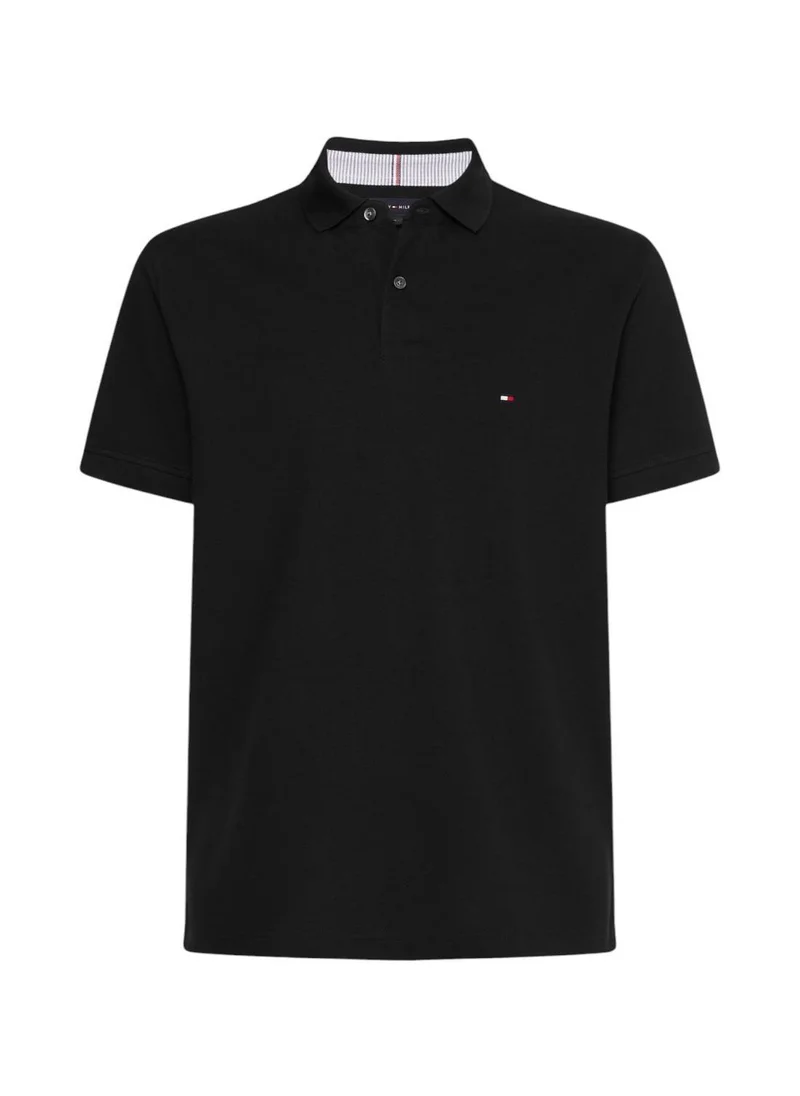 TOMMY HILFIGER Men's Short Sleeved Polo Shirt - Cotton, Black