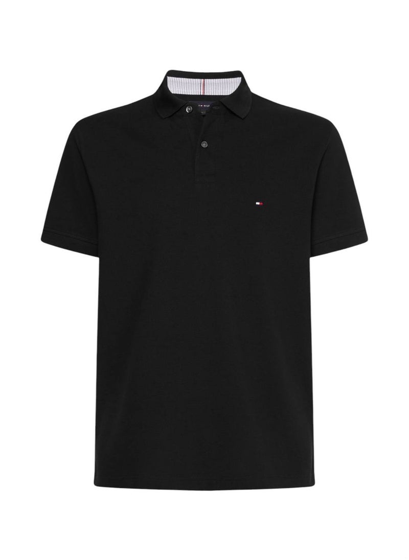 TOMMY HILFIGER Men's Short Sleeved Polo Shirt - Cotton, Black  - Image 1