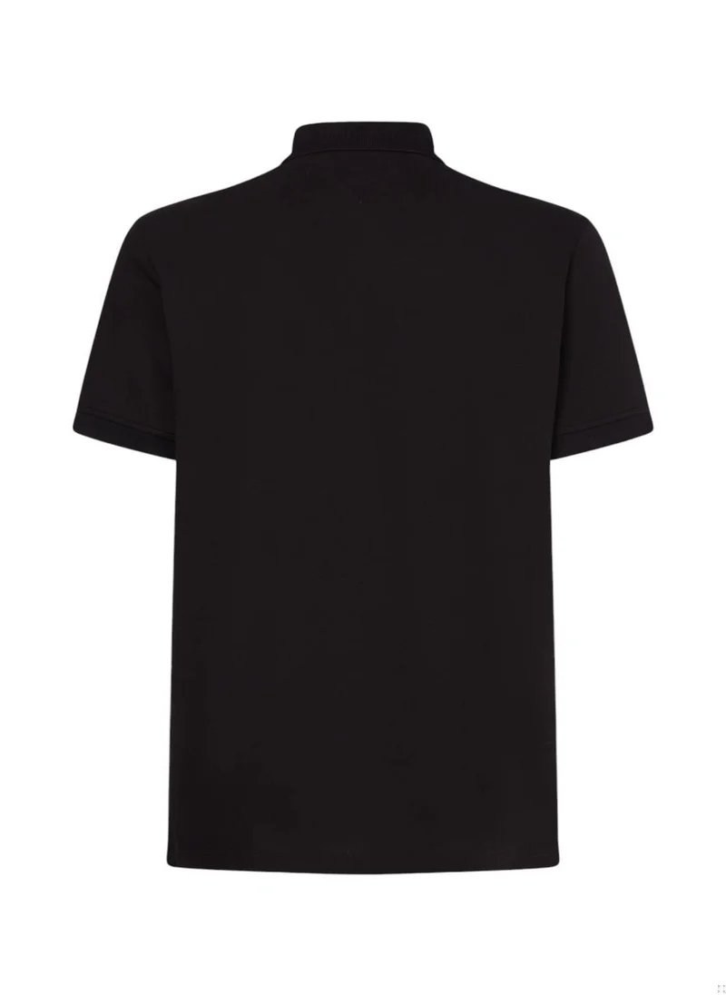 TOMMY HILFIGER Men's Short Sleeved Polo Shirt - Cotton, Black