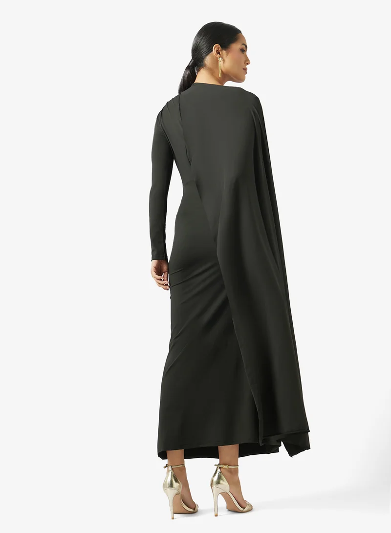 Khizana  Draped Dress With Trail for Women | Best Price UAE