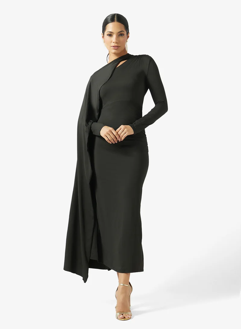 Draped Dress With Trail