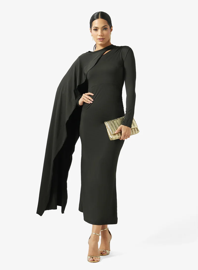 Khizana  Draped Dress With Trail for Women | Best Price UAE