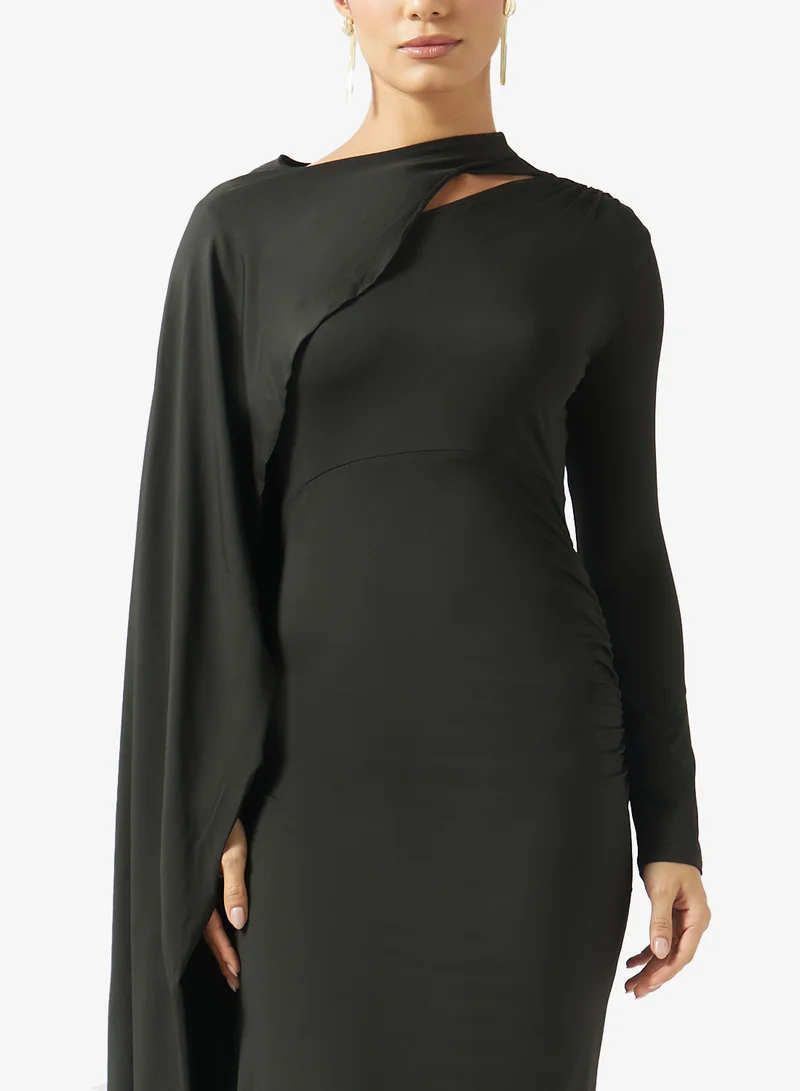 Khizana  Draped Dress With Trail for Women | Best Price UAE