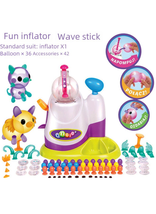 null - Bobo Balloon Maker Toy Handmade Diy Inflation Machine Bubble Popping Ball Toy Fun Creative Play For Kids-Color:Happy Pets - Supplements Include Stickers (boxed) - Image 1