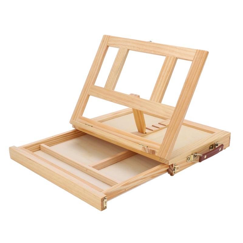 Tabletop Easel Pine Wood Adjustable Track 4 Angles - Foldable Space Saving Large Capacity Display Easel for Artists Students Beginners Home Office Display & Painting - Image 2