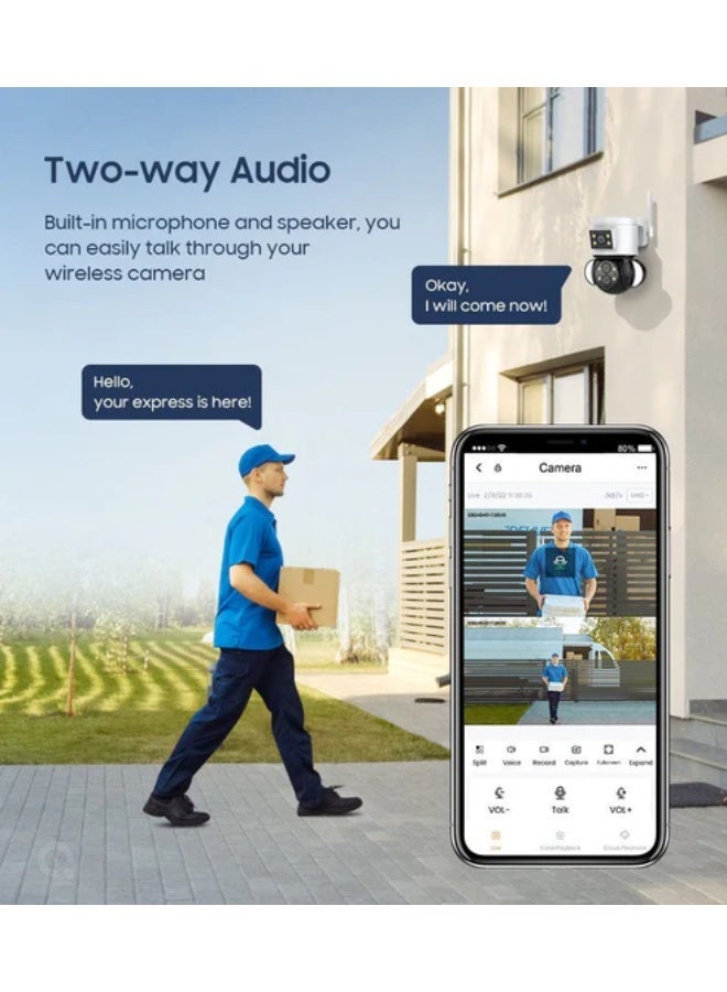 كروني كاميرا كروني St-430-5mp-10x 4g/Wifi لاسلكية متحركة مع عدسات ثلاثية، تقريب بصري 10x، تغطية 360 درجة، تتبع الحركة، صوت ثنائي الاتجاه لأمن المنزل والعمل - Image 4