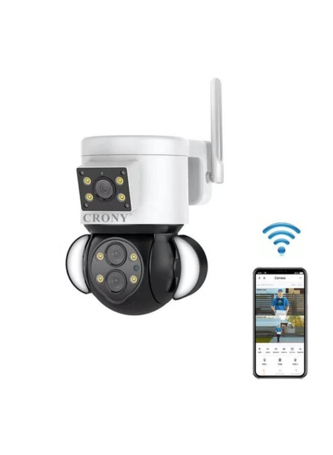 كروني كاميرا كروني St-430-5mp-10x 4g/Wifi لاسلكية متحركة مع عدسات ثلاثية، تقريب بصري 10x، تغطية 360 درجة، تتبع الحركة، صوت ثنائي الاتجاه لأمن المنزل والعمل - Image 1