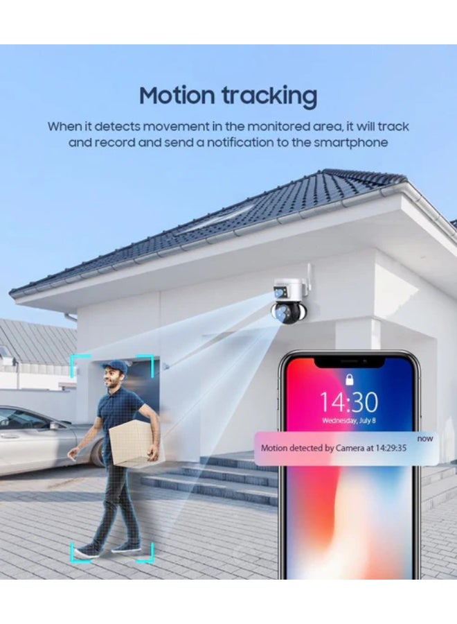 كروني كاميرا كروني St-430-5mp-10x 4g/Wifi لاسلكية متحركة مع عدسات ثلاثية، تقريب بصري 10x، تغطية 360 درجة، تتبع الحركة، صوت ثنائي الاتجاه لأمن المنزل والعمل - Image 5