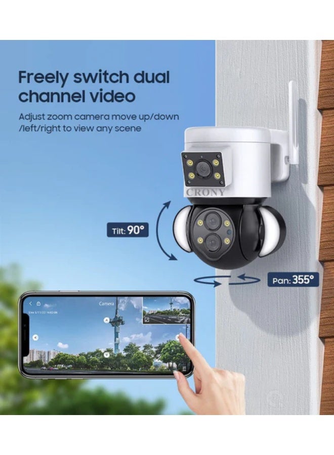 كروني كاميرا كروني St-430-5mp-10x 4g/Wifi لاسلكية متحركة مع عدسات ثلاثية، تقريب بصري 10x، تغطية 360 درجة، تتبع الحركة، صوت ثنائي الاتجاه لأمن المنزل والعمل - Image 2