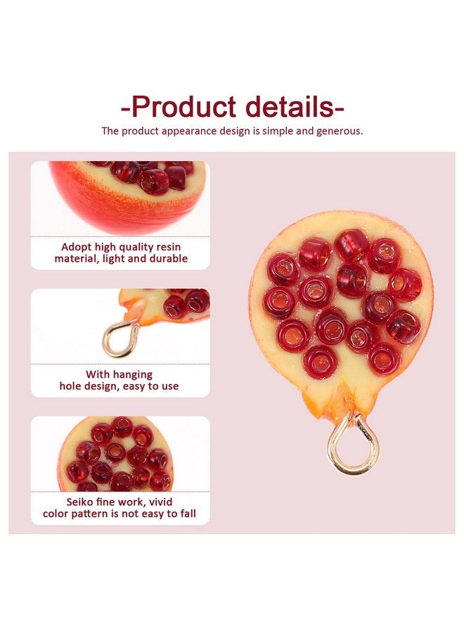 EXCEART 6Pcs Fruit Pendants Charms 3D Pomegranate Charms Fruit Loose Spacer Beads Resin Embellishment For Diy Bracelet Necklace Earring Jewelry Making - Image 4