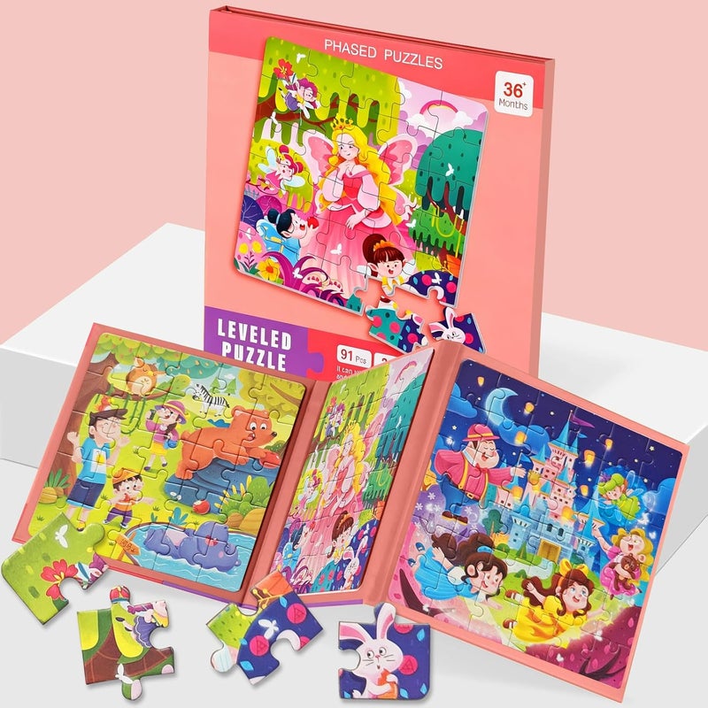 EYSOO Magnetic Jigsaw Puzzles 3 Pack Jigsaw Puzzle for Kids 25+30+36 PCS Portable Travel Toy Puzzles for Kids 3-5 (Level 4-A) - Image 1