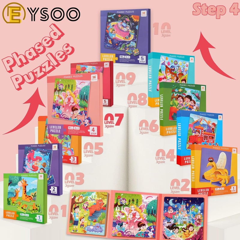 EYSOO Magnetic Jigsaw Puzzles 3 Pack Jigsaw Puzzle for Kids 25+30+36 PCS Portable Travel Toy Puzzles for Kids 3-5 (Level 4-A) - Image 2