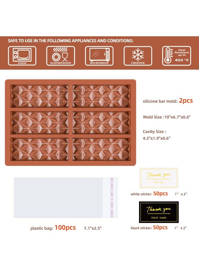 Fimary 2 Pcs Break Apart Chocolate Molds Silicone Deep Stuffed Candy Bar Molds Silicone Shapes, Silicone Molds for Wax Melts Large(Pyramid set) - Image 2