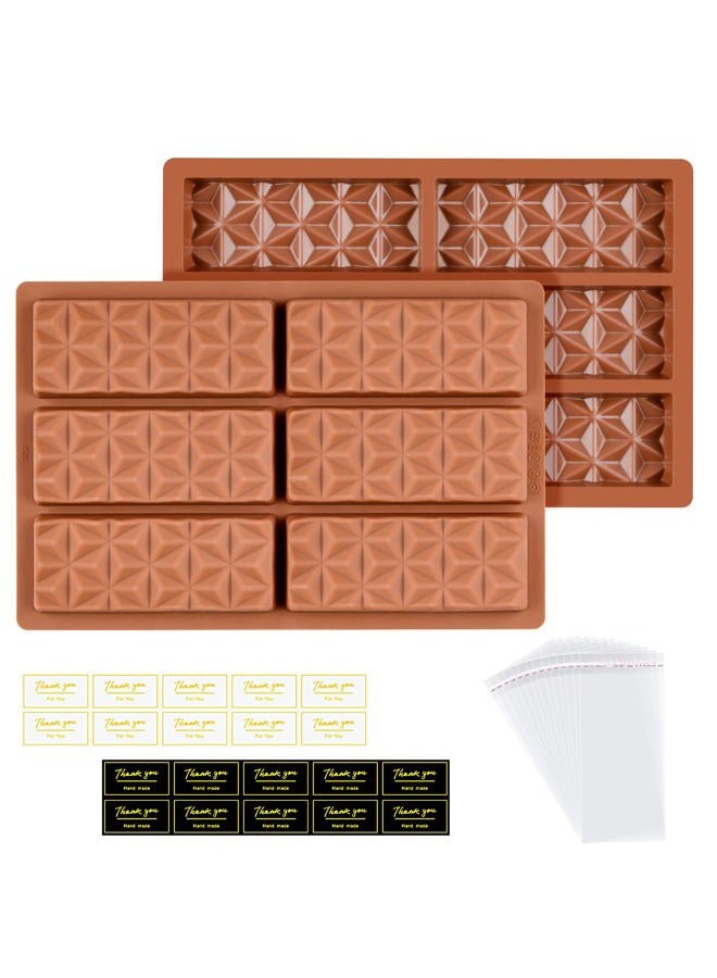 Fimary 2 Pcs Break Apart Chocolate Molds Silicone Deep Stuffed Candy Bar Molds Silicone Shapes, Silicone Molds for Wax Melts Large(Pyramid set) - Image 1