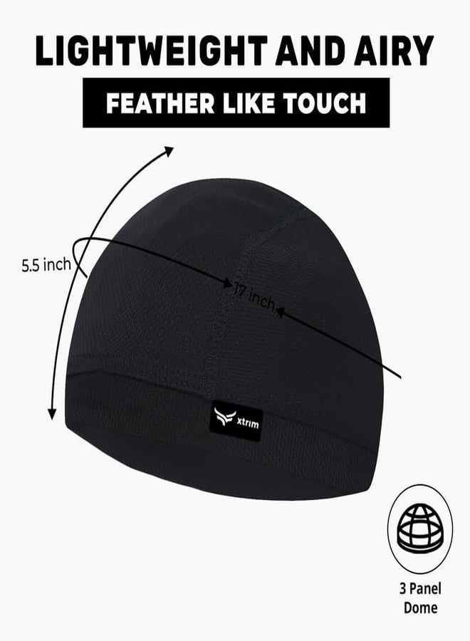 XTRIM Unisex Helmet Skull Cap for Bikers & Cyclists, Cotton Head Cap, Hair Inner Helmet Cover Cap for Men, Sweat Cooling for Women, Skull Cap for Summer (Jet Black, One Size Fits All) - Image 5