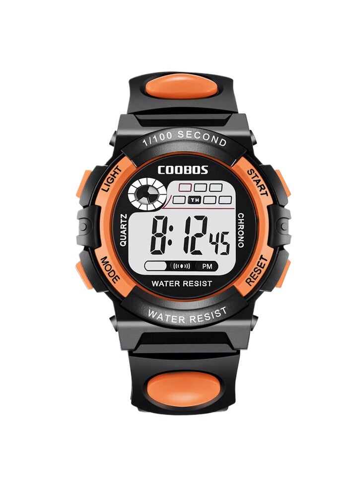 Coobos 2 PCS Children's Waterproof Rubber Digital Watch (Blue/Orange)  - Image 2