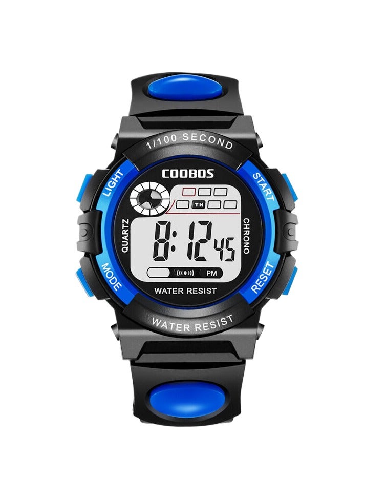 Coobos 2 PCS Children's Waterproof Rubber Digital Watch (Blue/Orange)  - Image 3