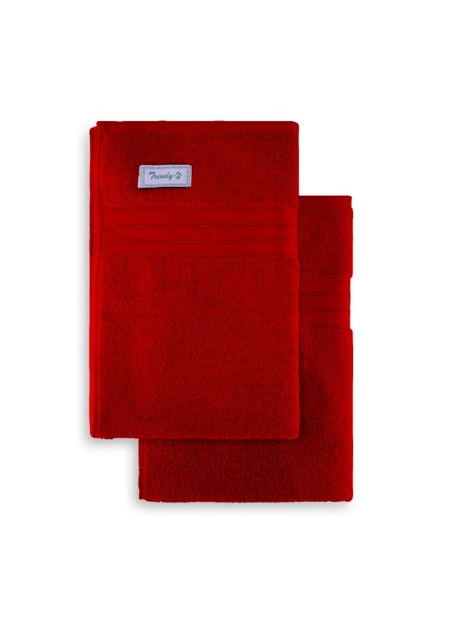 BYFT Home Trendy (Red) Premium Cotton Bath Sheet (90 X 180 Cm-Set Of 1) Highly Absorbent, High Quality Bath Linen With Striped Dobby 550 Gsm - Image 4