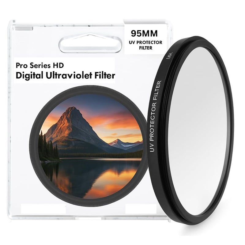 Tronixpro 95mm Pro Series High Resolution Digital Ultraviolet UV Protection Filter for Sigma 150-600mm 50-500mm, Tamron SP 150-600mm f/5-6.3 Di VC USD Lens + Microfiber Cloth - Image 1