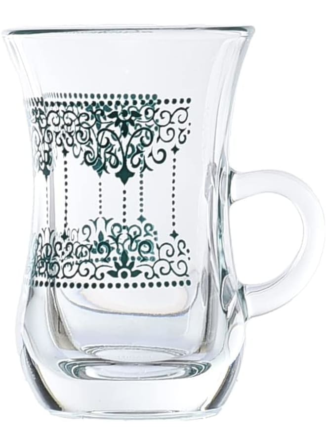 Dimlaj Veil Printed Finest Durable Glass Terkish Tea Set, 6 Pieces - Image 3