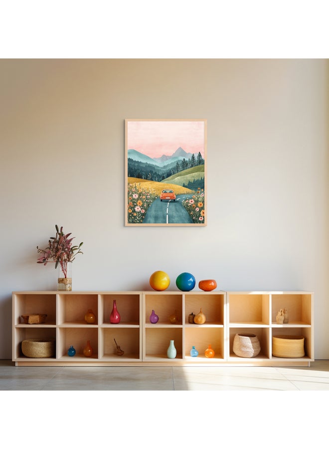Art Decor Art Decor Framed Fine Art of Kids Mountain Scenery Portrait Colorful Nature-Inspired Print Wall Décor for Playroom Classroom Nursery Kid Bedroom Children Room Gifting - Image 2