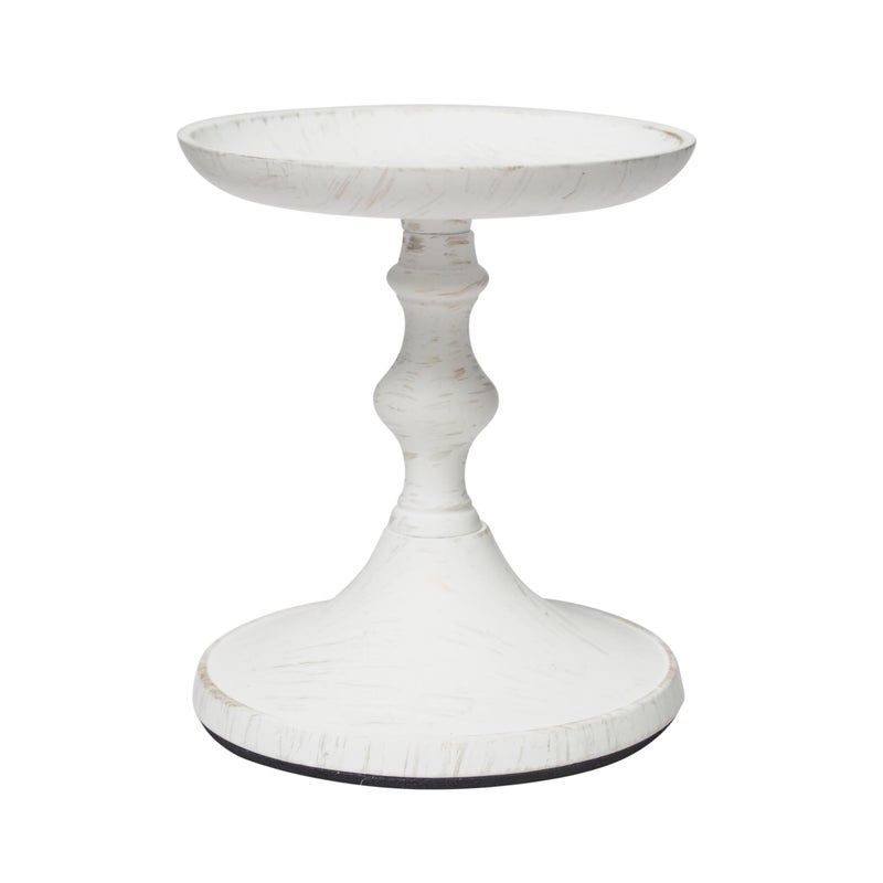 Hosley Aluminum Metal Decorative Pillar Candle Holder White Wash Finish for Candles or Display, 5Inch High - Ideal for Weddings, Parties, Events, Home Decor, Gifts, Elegant - Image 1