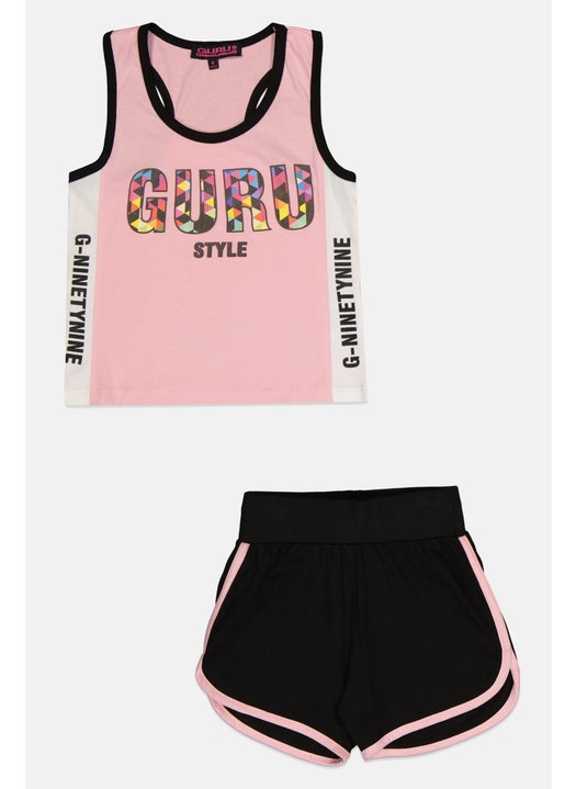 Toddlers Girl 2 Pieces Graphic Print Top And Bottom Set, Multicolor