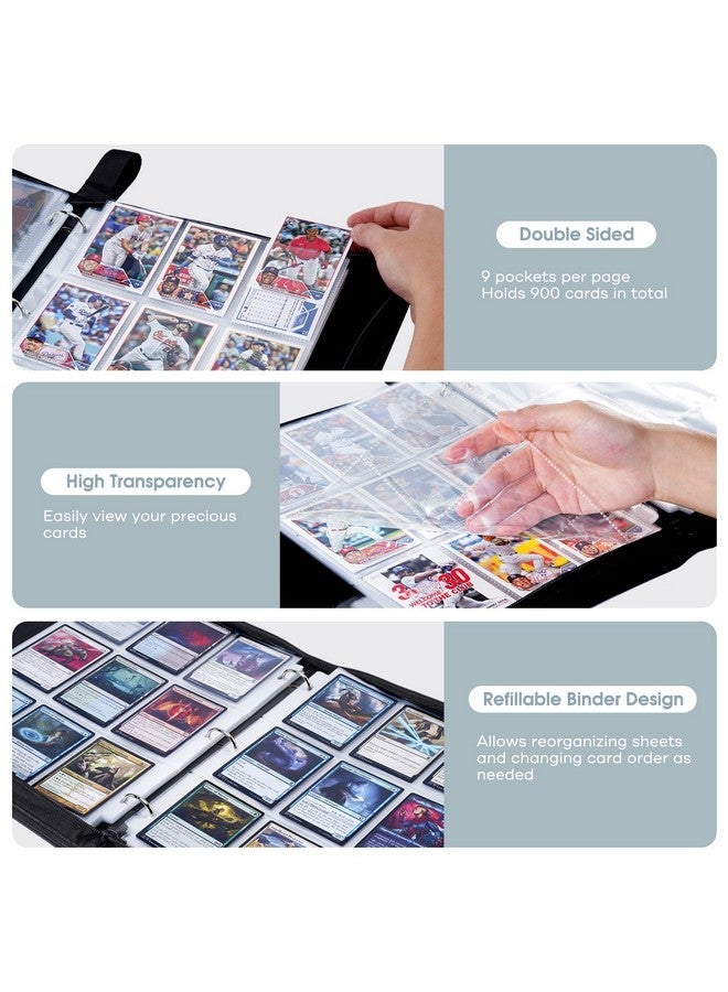 ProCase 900 Pockets Card Binder with Clear Window for Trading Cards, 9 Double Sided Pockets Cards Colletction Album Holder with Removable Sleeves for MTG, TCG, Sports Cards, Football Cards -Black - Image 5
