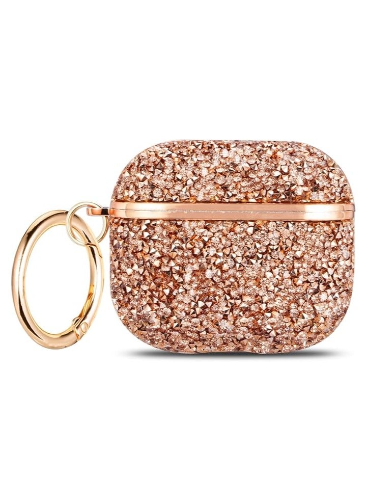 Compatible with AirPods 4 Case, Protective Glitter Hard PC Diamond Case, Compatible with AirPods 4 with Active Noise Cancelling for Women (Rose Gold) 
