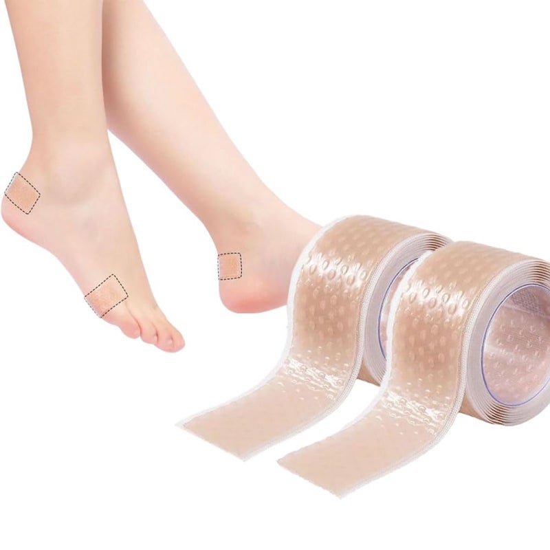 JZS Heel Sticker Silicone Gel Tape Protector, Blister Prevention Bandages for Feet, Hand Foot Bandage for Calluses Tender Spots Shoe Friction (2 Roll) - Image 1